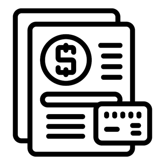 Icono de papel de planificación financiera Contorno icono de vector de papel de planificación financiera para diseño web aislado sobre fondo blanco