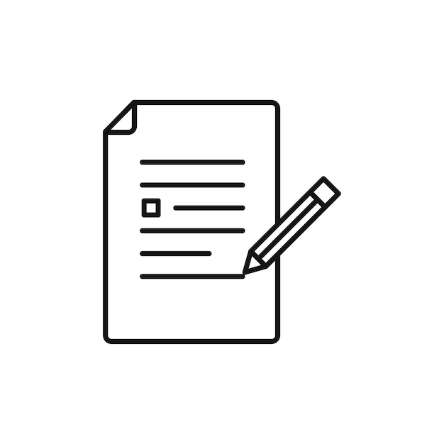Ícono de papel de registro aislado sobre fondo blanco