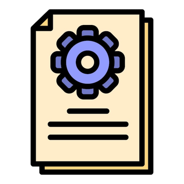 Icono de papel de servicio de engranajes Contorno de papel de Servicio de Engranajes Icono vectorial de color plano aislado