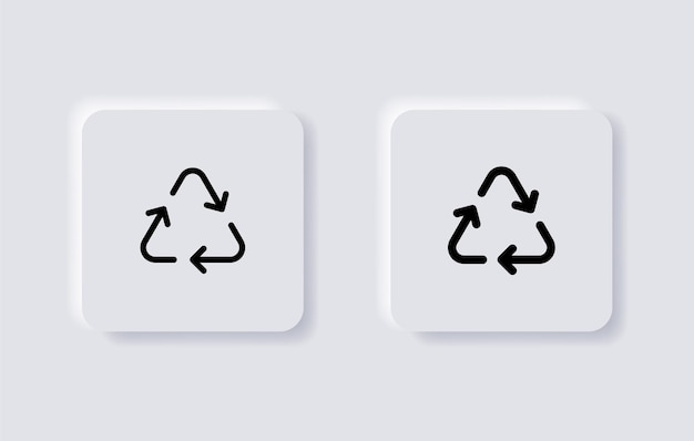 Icono de papelera de reciclaje flechas de reciclaje firmar en botones de neumorfismo o iconos de aplicación ui ux de estilo neumórfico