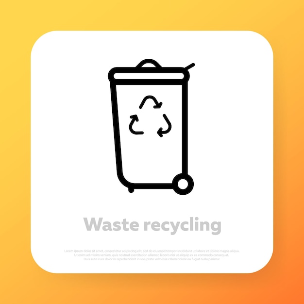 Icono de papelera de reciclaje. Separación de residuos en basureros para su reciclaje. Icono de línea vectorial para negocios y publicidad