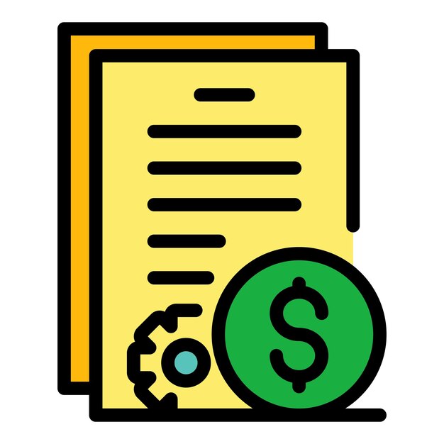 Icono de papeles de dinero contorno de papeles de dinero vector icono color plano aislado