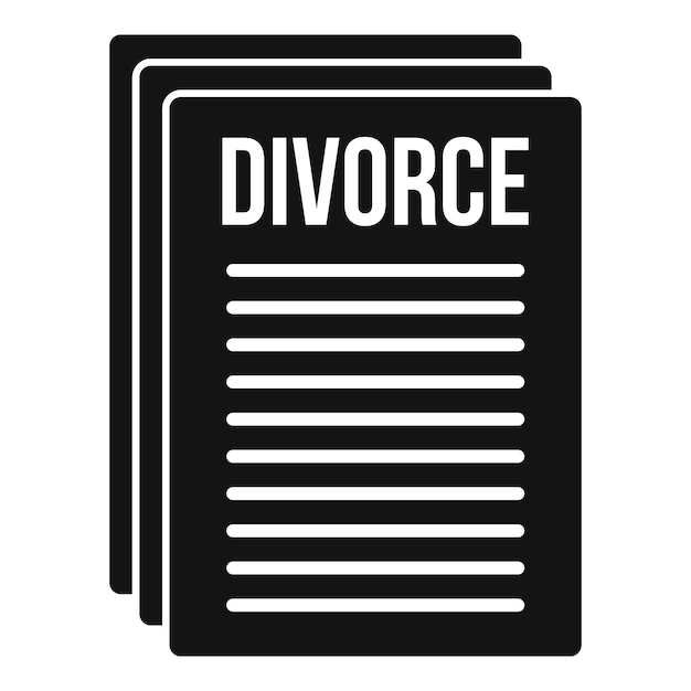 Icono de papeles de divorcio Ilustración simple del icono de vector de papeles de divorcio para diseño web aislado sobre fondo blanco