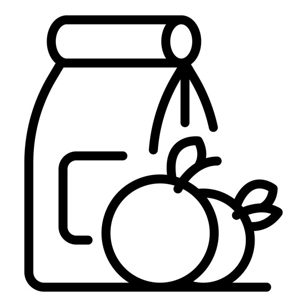 Icono de paquete de alimentos biológicos Contorno de icono de vector de paquete de alimentos biológicos para diseño web aislado sobre fondo blanco