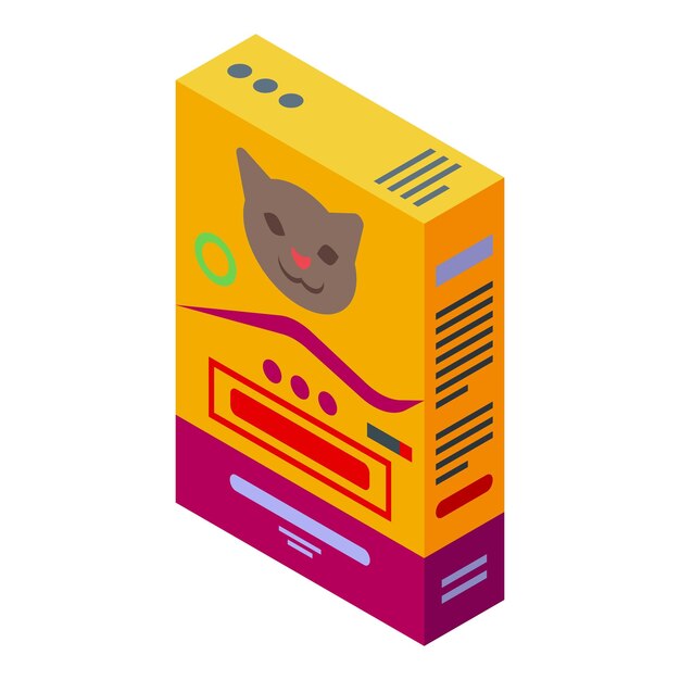 Icono de paquete de comida para gatitos isométrico del icono de vector de paquete de comida para gatitos para diseño web aislado sobre fondo blanco