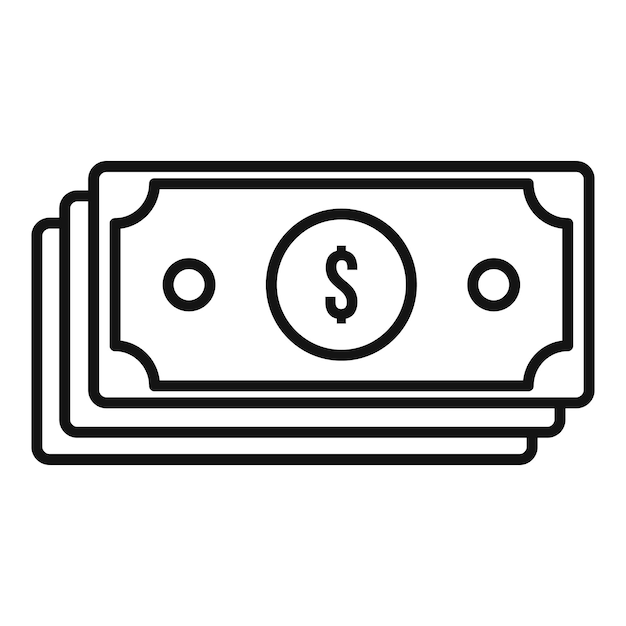Icono de paquete de dinero en efectivo Contorno de icono de vector de paquete de dinero en efectivo para diseño web aislado sobre fondo blanco
