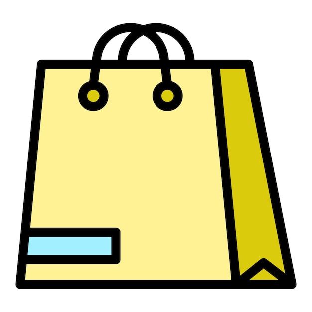 El icono del paquete ecológico de compras El esquema de la compra El icono vectorial del paquete ecológico El color es plano y aislado