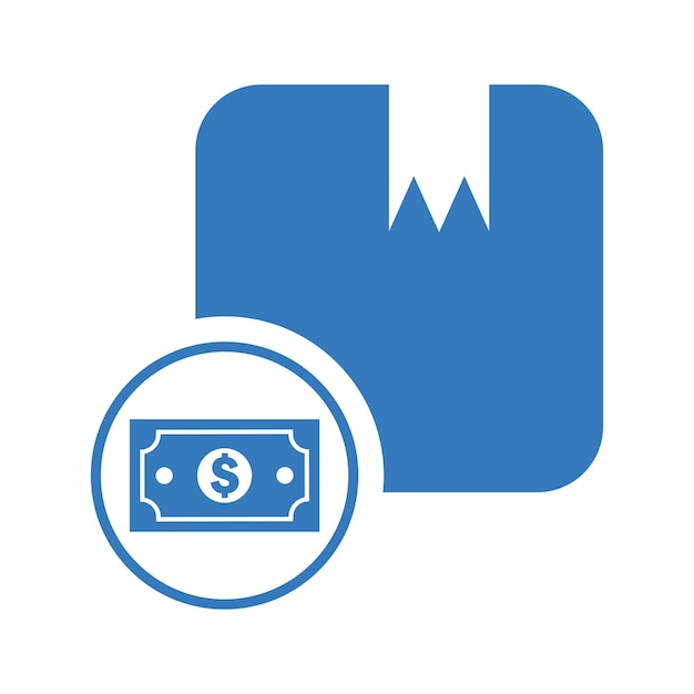 Ícono de paquete en efectivo en la entrega Gráfico vectorial azul