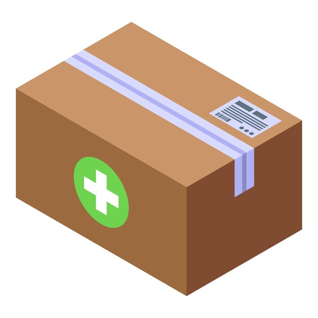 Icono de paquete de entrega de medicamentos isométrico del icono de vector de paquete de entrega de medicamentos para diseño web aislado sobre fondo blanco