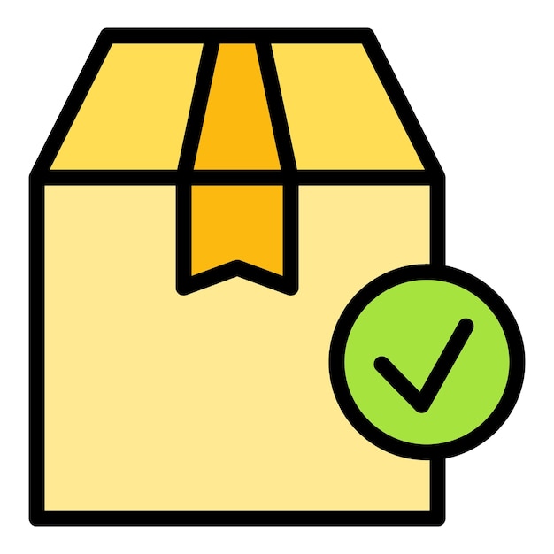 Icono de paquete entregado vector de contorno Mensajero de puerta Entregar servicio color plano