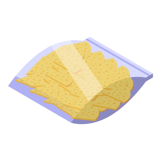 Vector el icono del paquete de nachos es el vector isométrico de la comida del cuenco