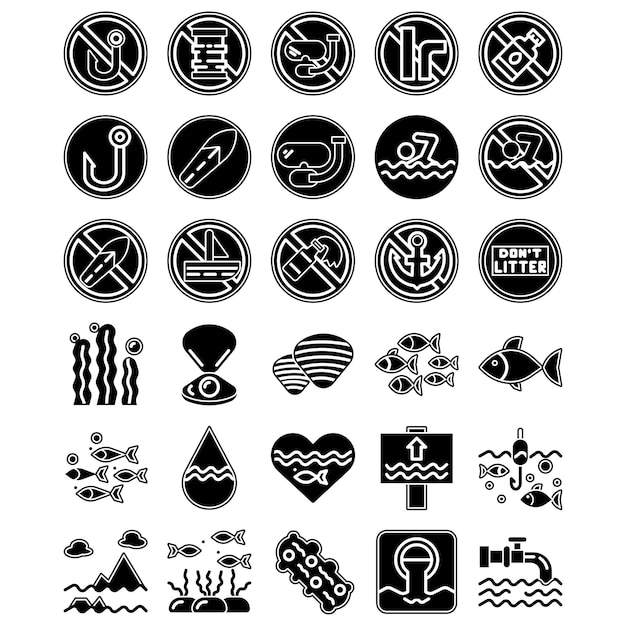 Icono del paquete de océanos en estilo glifo