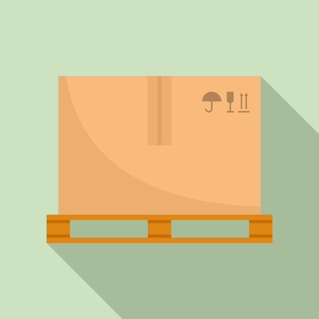 Icono de paquete en paleta ilustración plana del paquete en pallet icono vectorial para diseño web