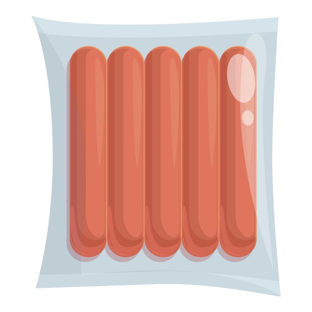 Icono de paquete de salchicha vector de dibujos animados Bolsa de comida Paquete de vacío