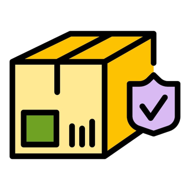 Icono de paquete seguro Contorno Icono de vector de paquete seguro para diseño web aislado en color de fondo blanco plano