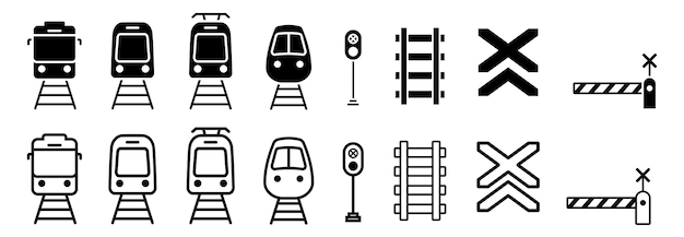 icono de paquete de trenes señal de locomotora de transporte público