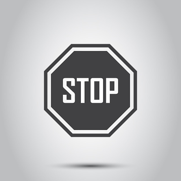 Icono de parada en estilo plano Ilustración vectorial de símbolo de advertencia en un fondo aislado No introduzca el concepto de negocio del letrero