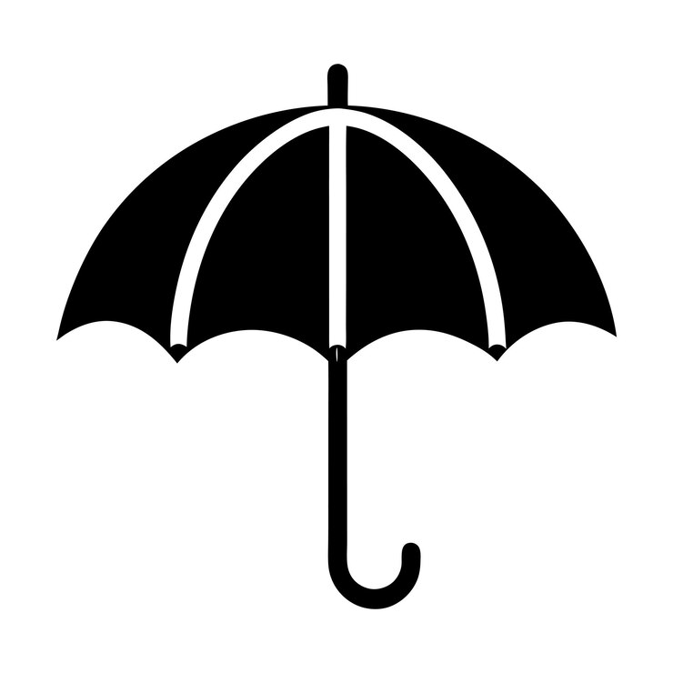El icono del paraguas blanco y negro