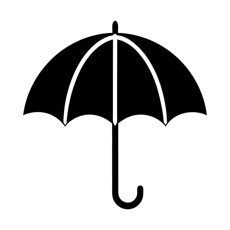 El icono del paraguas blanco y negro