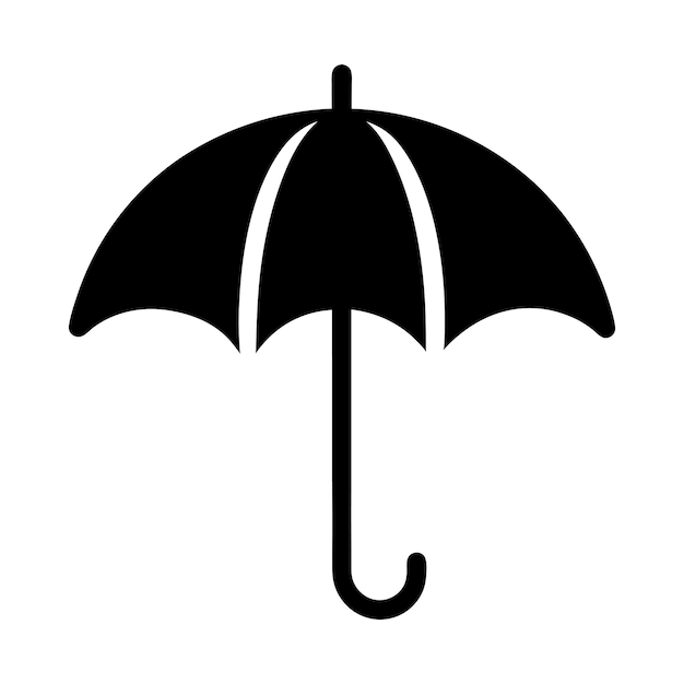 El icono del paraguas blanco y negro