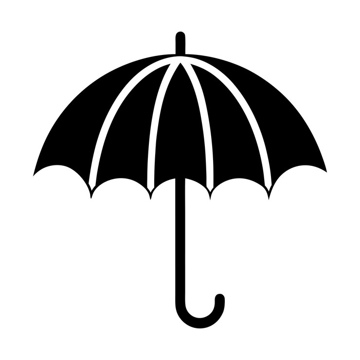 El icono del paraguas blanco y negro