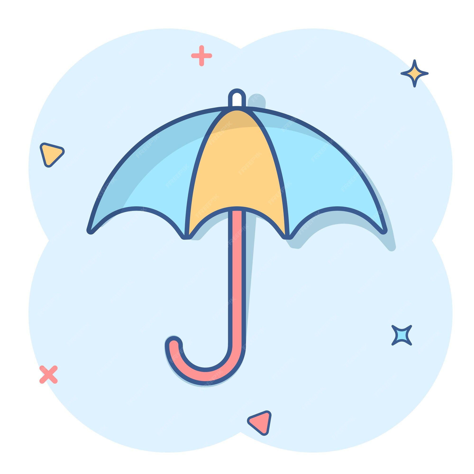Icono de paraguas en estilo cómic ilustración de dibujos animados de vector de sombrilla sobre fondo blanco aislado efecto de salpicadura de concepto de negocio de umbel | Vector Premium Icono de paraguas en estilo cómic ilustración de dibujos animados de vector de sombrilla sobre fondo blanco aislado efecto de salpicadura de concepto de negocio de umbel | Vector Premium