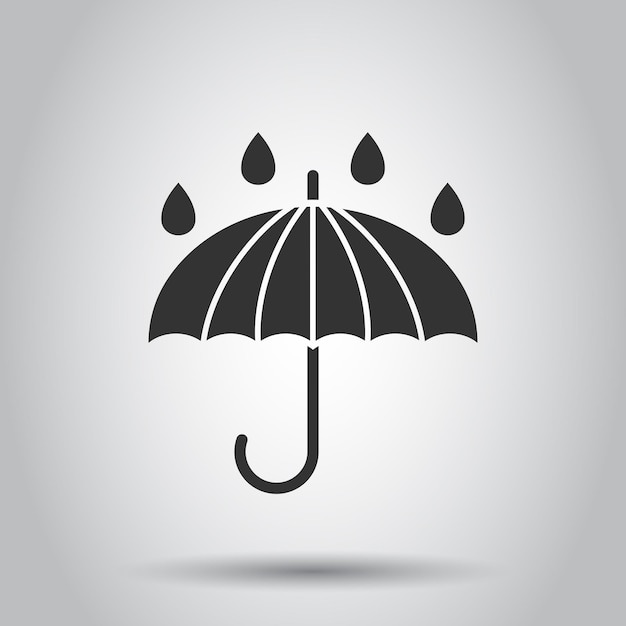 Icono de paraguas en estilo plano Ilustración de vector de sombrilla sobre fondo blanco aislado Concepto de negocio de dosel