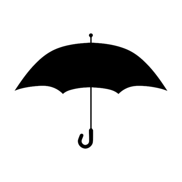Icono de paraguas Silueta negra sobre fondo blanco Ilustración vectorial