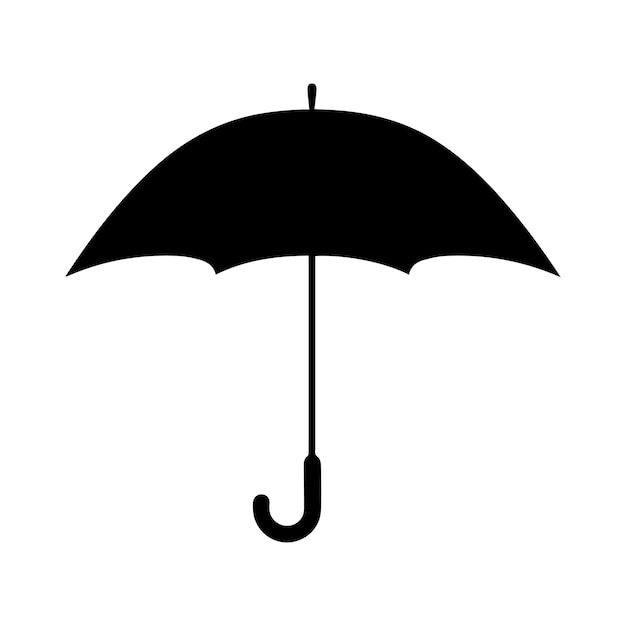 Icono de paraguas Silueta negra sobre fondo blanco Ilustración vectorial