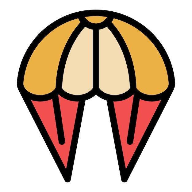 Icono de parapente de aventura Contorno de icono de vector de parapente de aventura color plano aislado