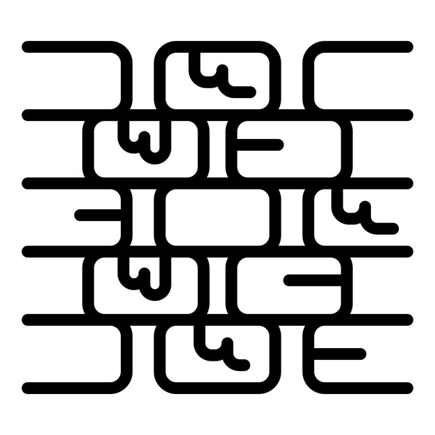 Icono de pared de ladrillo roto vector de contorno Trabajador de la casa Construcción de mortero
