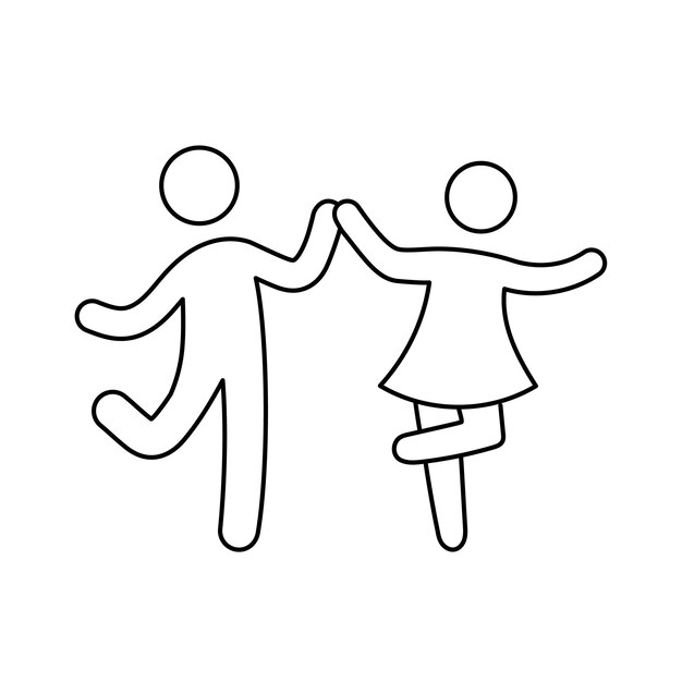 Icono de pareja de bailarina de línea Tango latino salsa chica chico pose contorno icono Trazo editable pictograma pareja Aislado