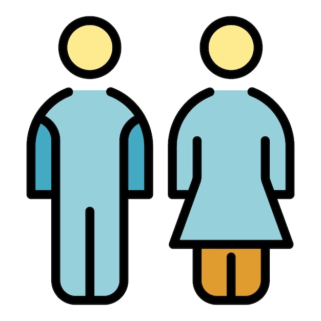 El icono de la pareja de matrimonio Contorno del icono vectorial de la parella de matrimonio Color plano aislado