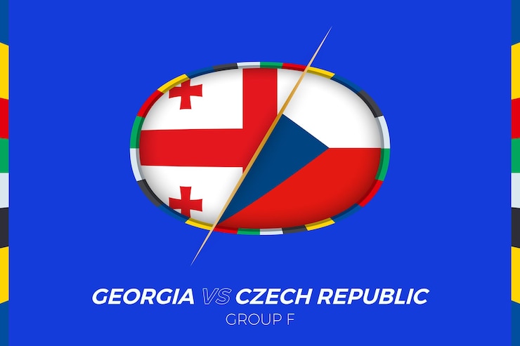 Vector icono del partido de fútbol georgia vs república checa para el torneo europeo de fútbol 2024 contra el icono