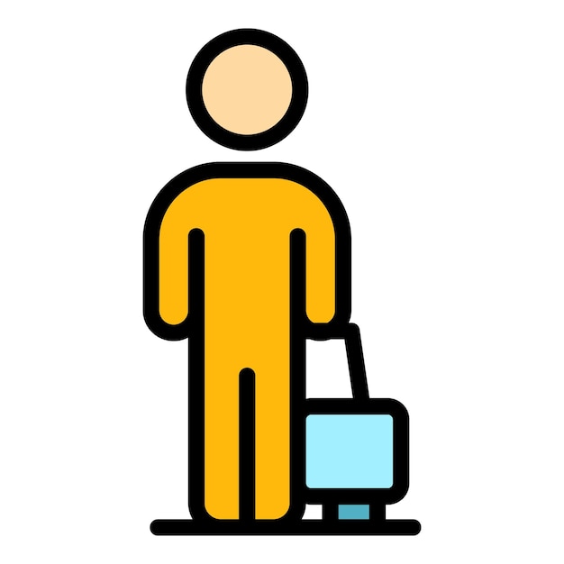 Icono de pasajero de vuelo Contorno de vuelo Icono vectorial de pasajero color plano aislado