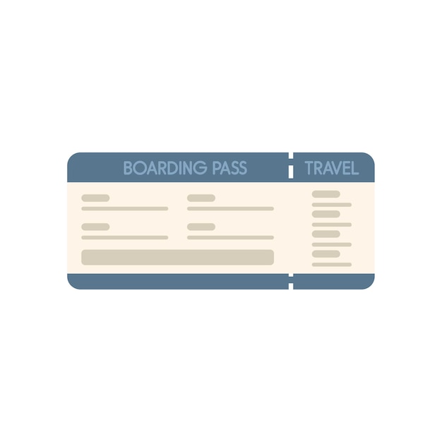 Icono de pase de aeropuerto vector plano Billete de avión Vuelo aéreo aislado