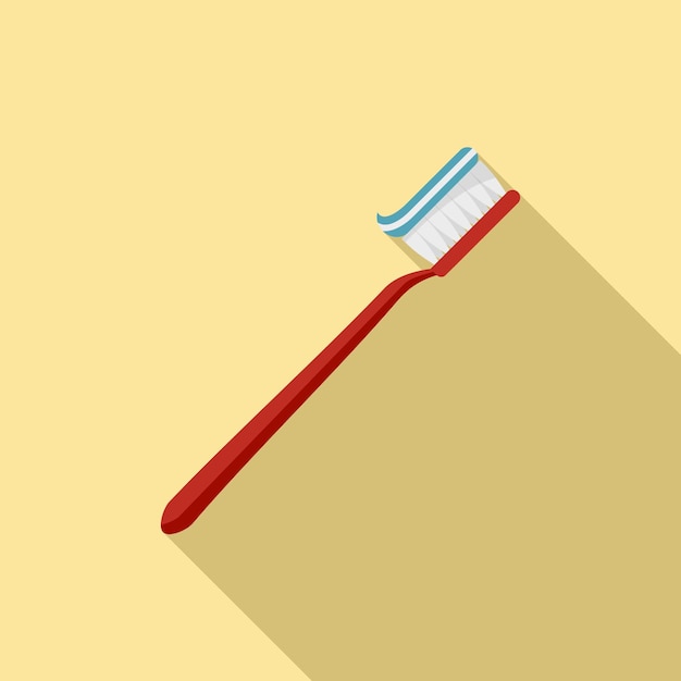 Icono de pasta de dientes en el cepillo de dientes Ilustración plana de icono de vector de pasta de dientes en el cepillo de dientes para diseño web