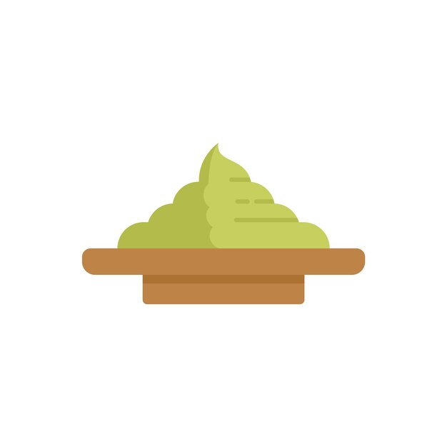 Icono de pasta de wasabi verde en un plato de madera