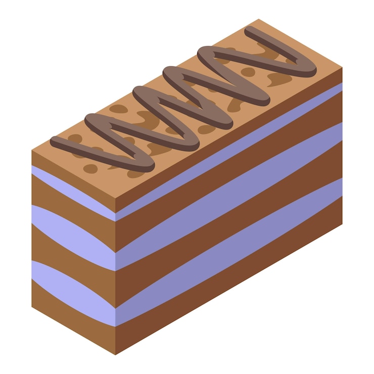 Vector el icono del pastel de cacao de crema es el vector isométrico del postre de napoleón