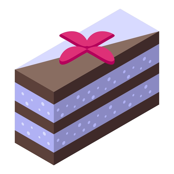 Vector el icono del pastel de cacao es el vector isométrico del postre de napoleón