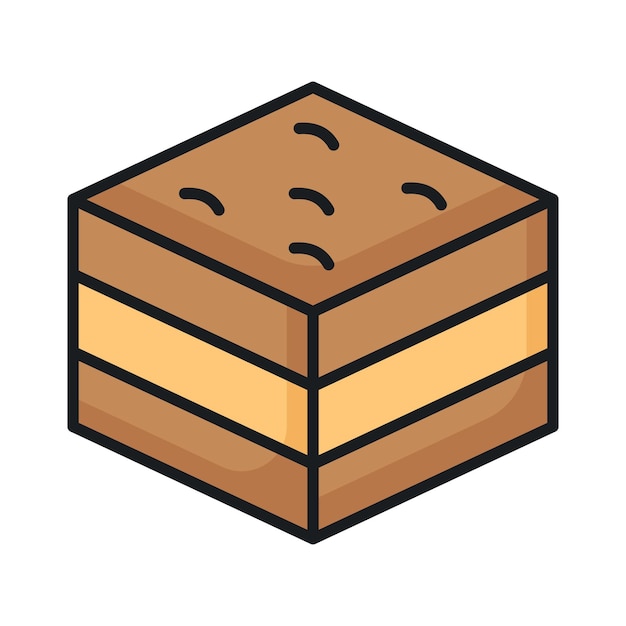 Icono de pastel de chocolate dulce aislado sobre un fondo blanco