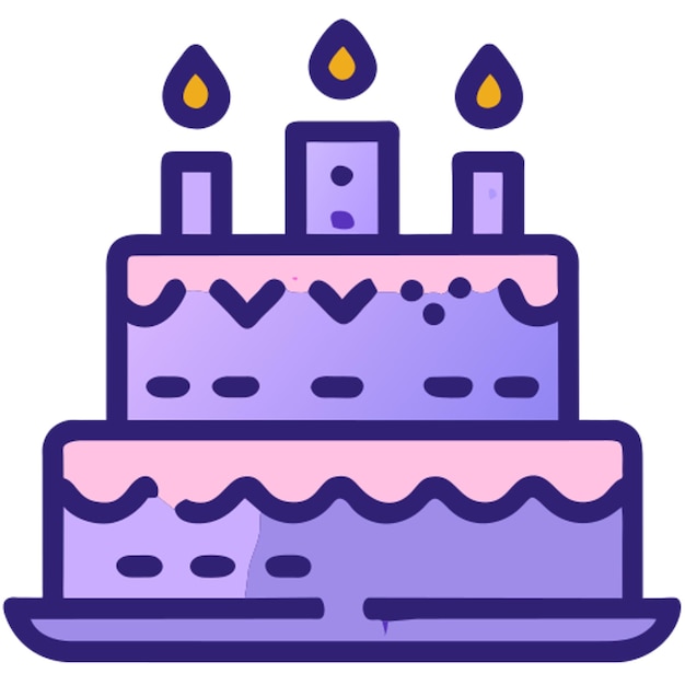 icono de pastel de cumpleaños con contorno de colores