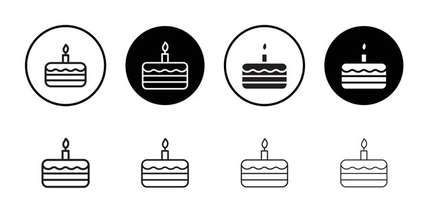 Icono de pastel de cumpleaños Contorno delgado y sencillo