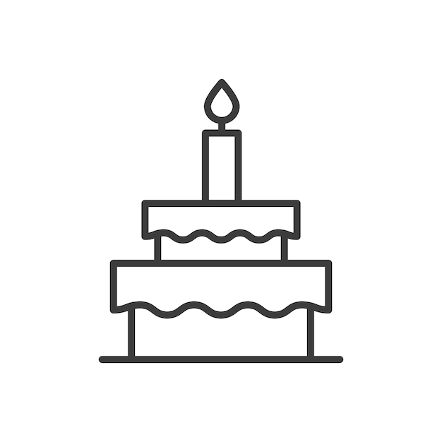 El icono del pastel de cumpleaños establece el símbolo vectorial del pastel del feliz aniversario en estilo negro lleno y delineado