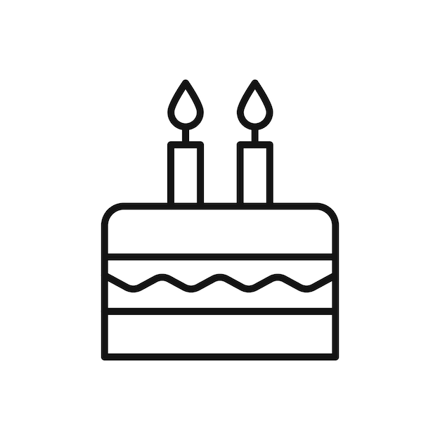 El icono del pastel de cumpleaños establece el símbolo vectorial del pastel del feliz aniversario en estilo negro lleno y delineado