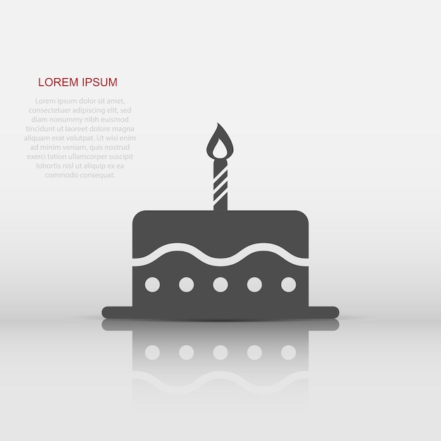 Icono de pastel de cumpleaños en estilo plano Pictograma de ilustración de signo de muffin de pastel fresco Concepto de negocio de cupcake