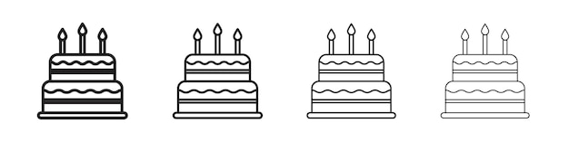 Icono de pastel de cumpleaños Signo ilustrado plano