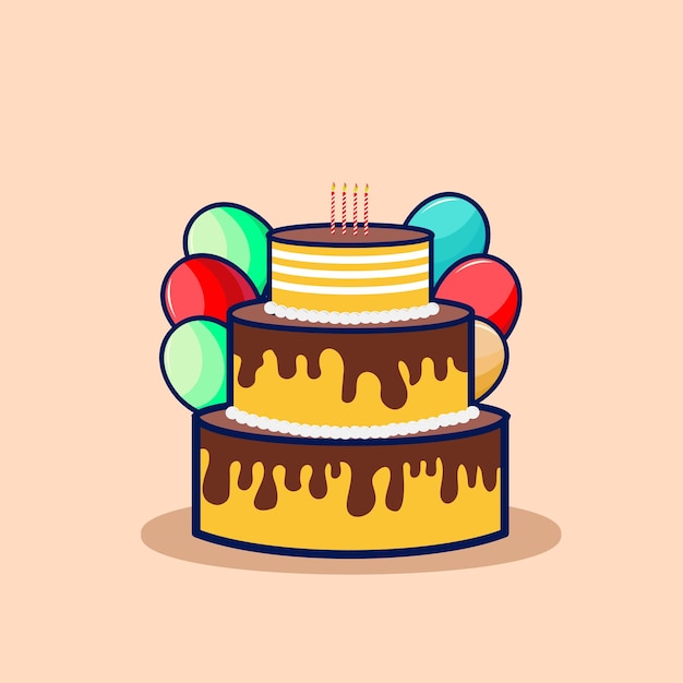 Icono de pastel de cumpleaños con vector de diseño de globo