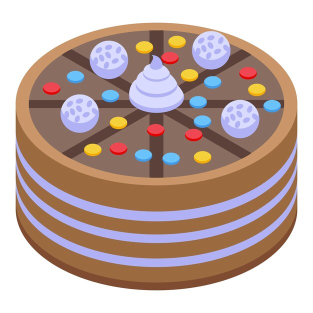 Icono de pastel de fiesta Isométrico del icono de vector de pastel de fiesta para diseño web aislado sobre fondo blanco