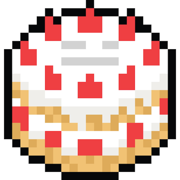 El icono del pastel de fresa de dibujos animados de pixel art